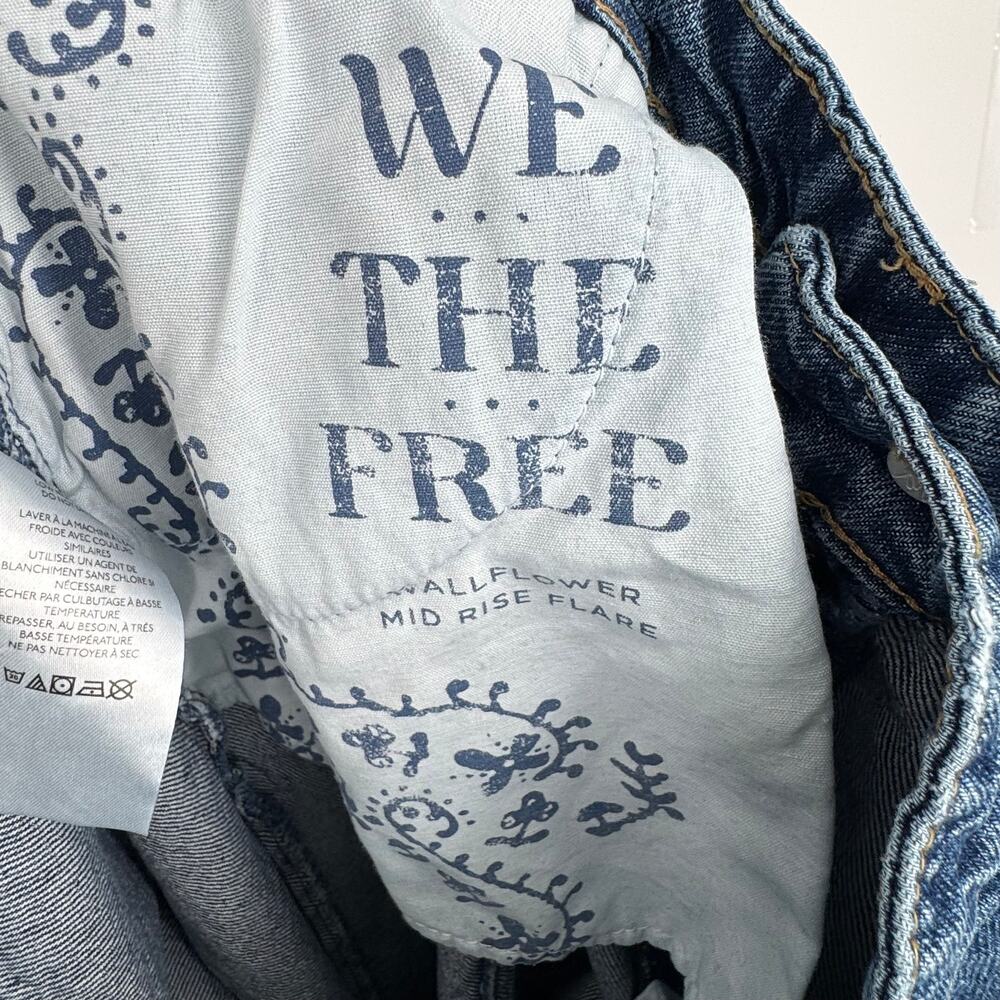 We The Free Wallflower jeans women's 33 wide leg mid rise flare blue denim retro - Picture 7 of 9